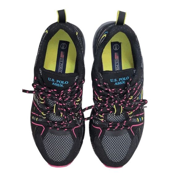 🇺🇸 US POLO ASSN Women’s Black Mesh Neon Pink Accent Athletic Sneakers SIZE 6.5 - Picture 15 of 15